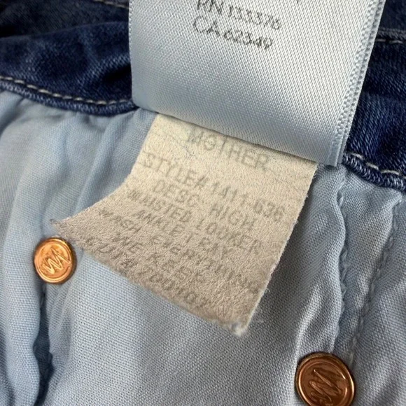 Mother High Waisted Looker Ankle Fray Jeans Womens 24 Blue Skinny Raw Hem - Picture 7 of 15
